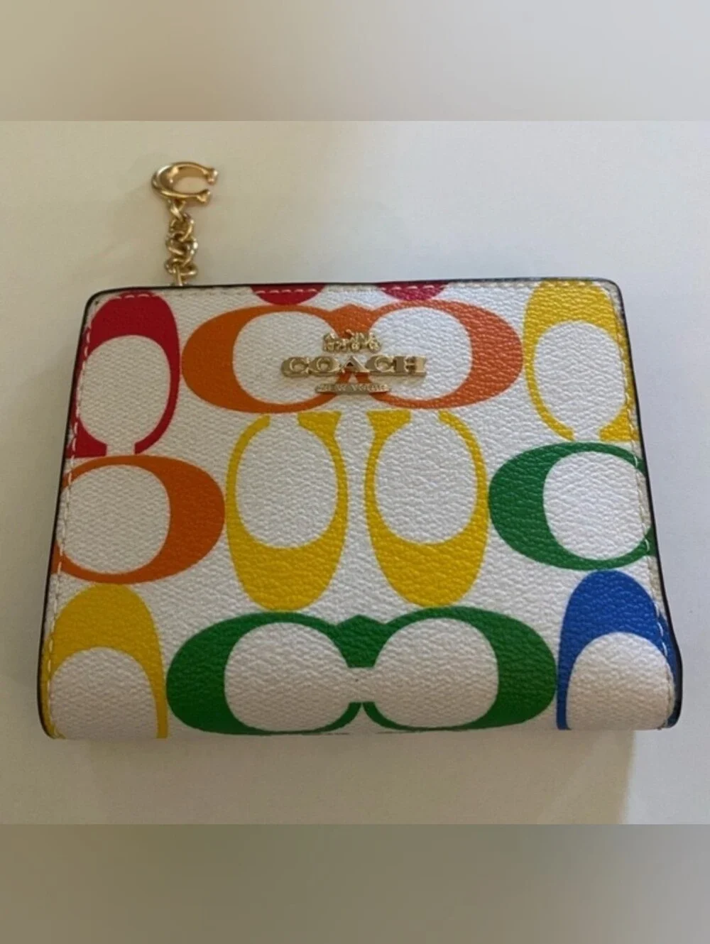 Coach Rainbow Signature Zip Wallet. RARE* AUTHENTIC* Soft Brown Interior.